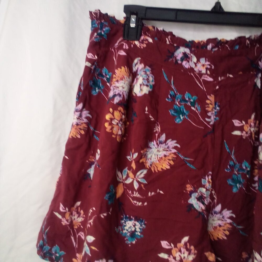 Abound Shorts Women L Casual Pull On Pockets Floral Red Blue Orange - Picture 8 of 13